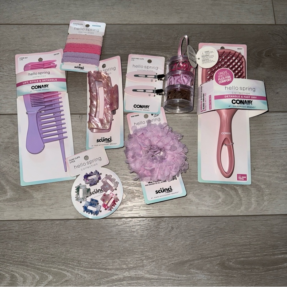 Lot Of Conair & Scunci Hello Spring Hair Accessories NEW Pink
